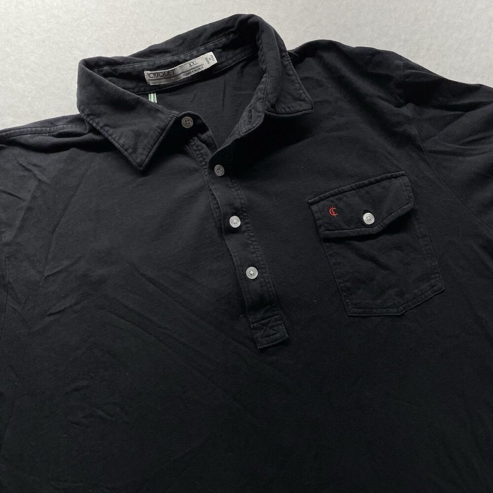 Criquet Polo Shirt Mens 2XL Black 4 Button Cotton Blend Casual Peru Stretch